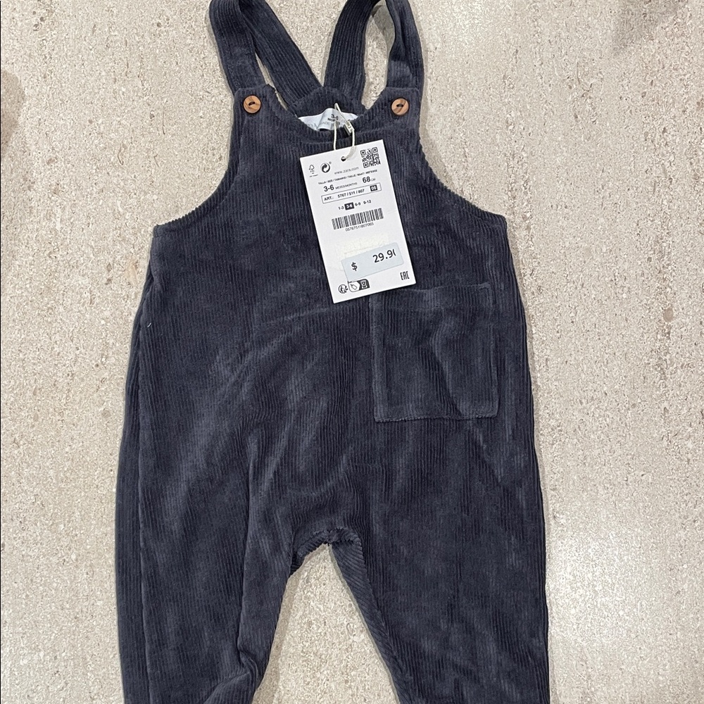 Brand New Zara Kids Corduroy Romper in Charcoal